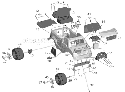 Part Location Diagram of R1500-4329 Power Wheels Steering Column